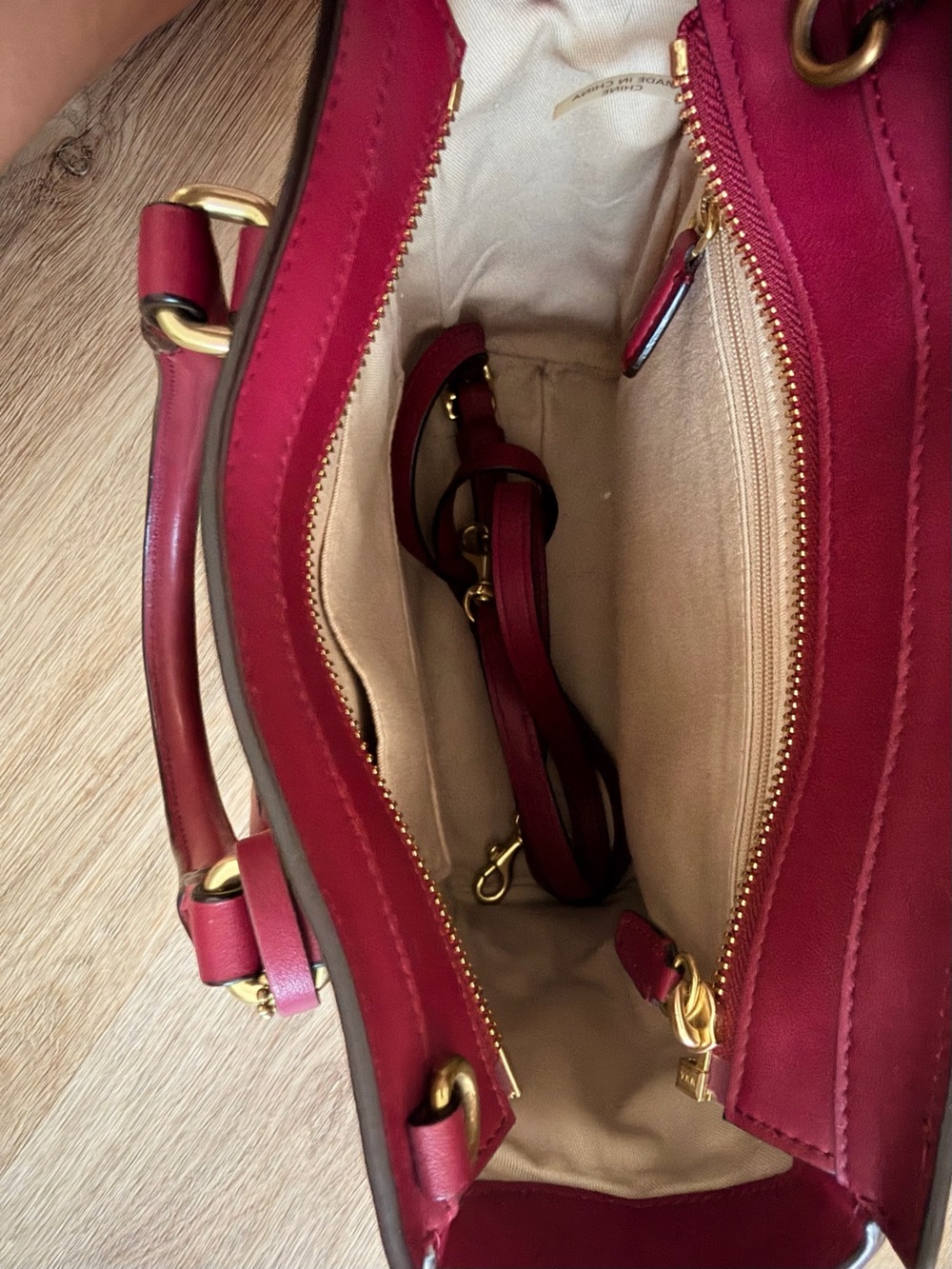 Coach Red Burgundy satchel crossbody shoulder bag with tassel - Picture 7 of 7